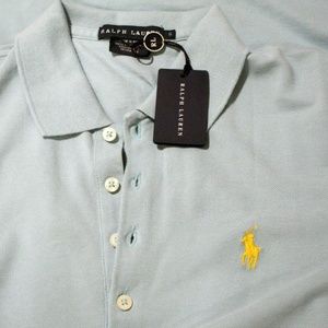 RALPH LAUREN SKY BLUE PIMA COTTON MESH POLO TUNIC